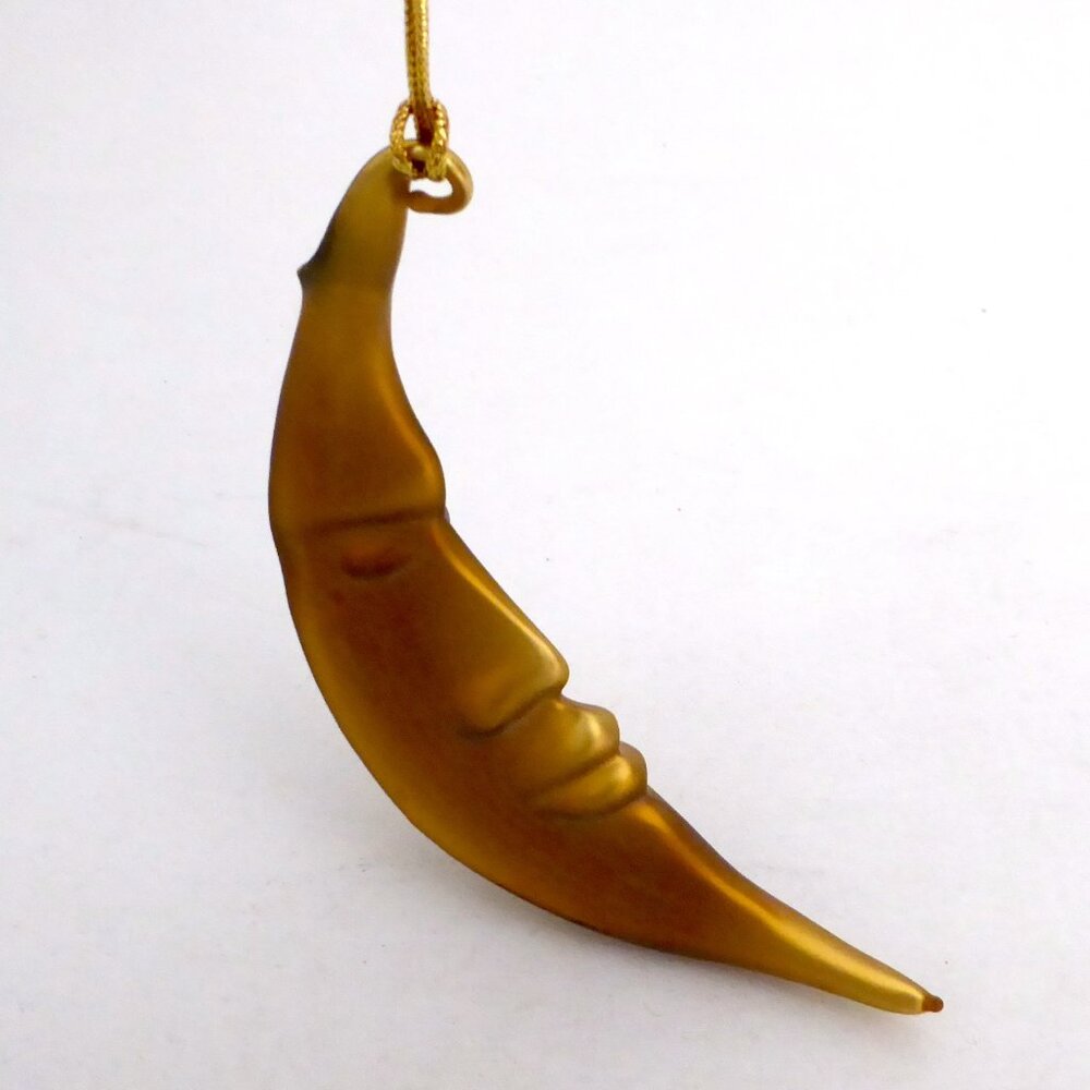 NEW 5.75” DEPT 56 FROSTED MERCURY BLOWN GLASS GOLD HALF MOON CHRISTMAS ORNAMENT - Picture 3 of 11